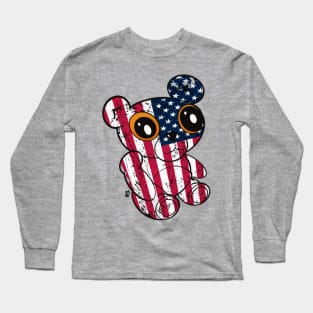 USA Flag Art Teddy Bear Long Sleeve T-Shirt
